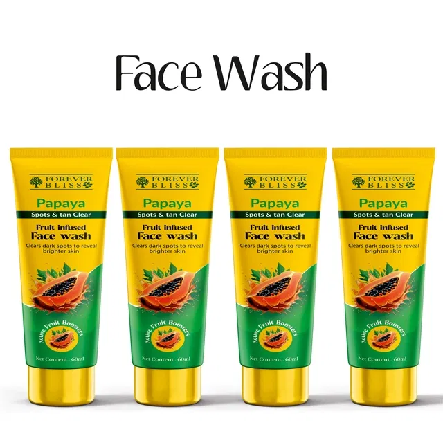 Forever Bliss Papaya Spots & Tan Removal Face Wash (60 ml, Pack of 4)
