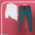 Acrylic Tracksuit for Men (White & Grey, M)