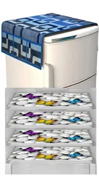 Knit Printed Fridge 4 Pcs Mat with Top Cover 