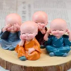 4 Pcs Marble Adorable Monks Showpiece for Car Dashboard 
