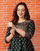 Rayon Printed Anarkali Kurti for Women 