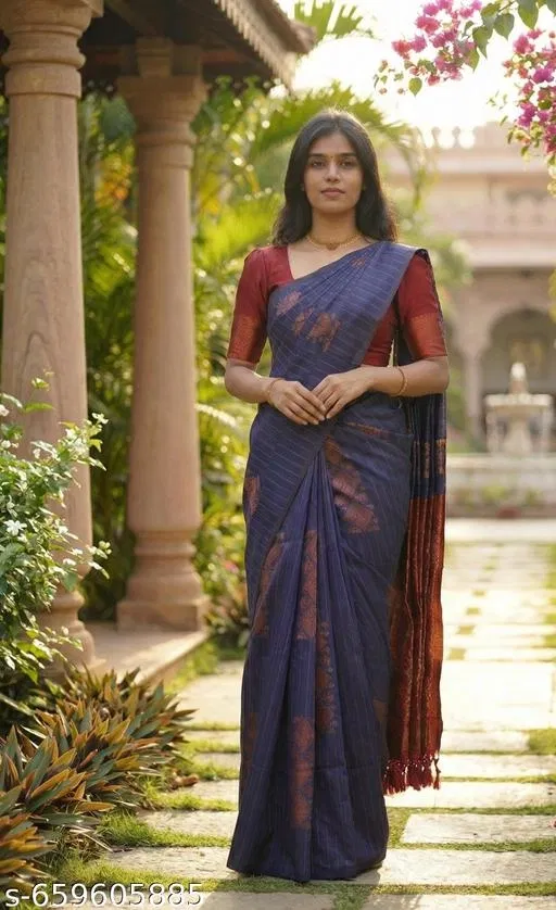 Banarasi Silk Party Saree for Women (Black, Free Size)