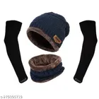 Woolen Beanie Cap with Neck Scarf & Arm Sleeves for Men & Women 