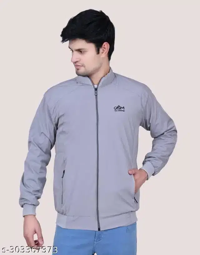Polyester Jacket for Men (Grey, L)