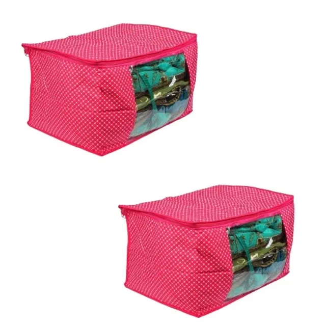 Cotton Zip Closure Saree Covers (Dark Pink, Pack of 2)