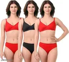 Cotton Blend Solid Lingerie Set for Women 