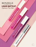 Ronzille Matte Liquid Lipstick with Lip Gloss, Pink Edition [Pack of 4]