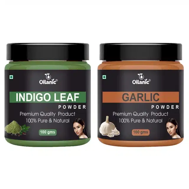 Natural Indigo Leaf & Garlic Powder for Skin & Hair (Pack of 2, 100 g)