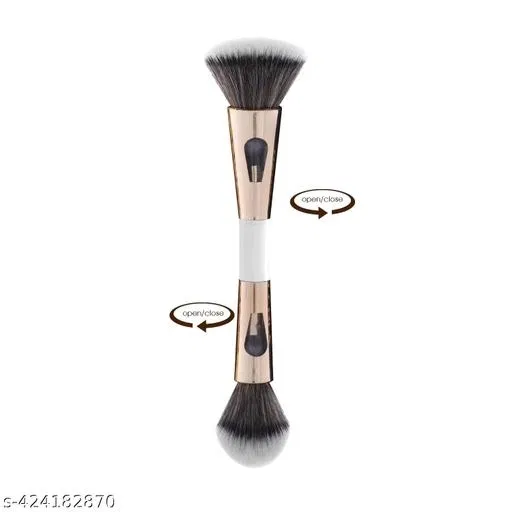 4 in 1 Travel Brush with Foundation Brush, Powder Brush, Eyeshadow Blending Brush & Flat Brush | Soft Bristles Makeup Brushes Set for Women