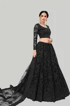 Net Embroidred Semi Stiched Lehenga Choli for Women 
