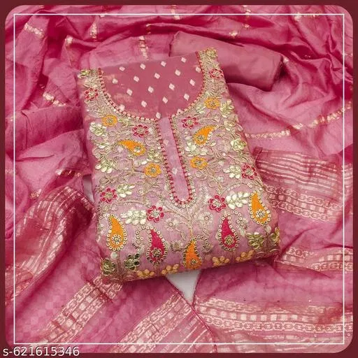 Silk Blend Punjabi/All Over Suits (Pink, 6.05 meter for Women (M)