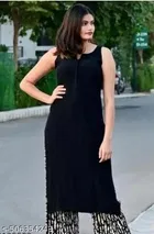Rayon Printed Kurta with Pant for Women, Black & White 