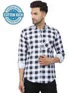 Cotton Blend Chequered Shirt for Men 