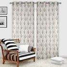 Sheer Floral Branches Printed Brown Door Curtain 7ft Pack of 1