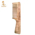 Majestique Anti-Static Wooden Hair Comb with Handle for Womens and Mens 