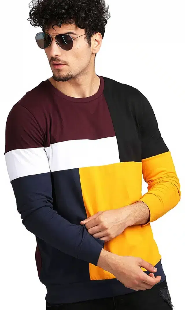 Full Sleeves T-Shirt for Men (Multicolor, L)