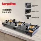 SuryaViva 3B Photon Bk Toughened 3 Cast Iron [Manual,Black] Glass Manual Gas Stove [3 Burners]