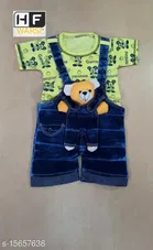 Denim Half Sleeves Dungarees for Boys (Mint Green & Navy Blue, 6-9 Months)