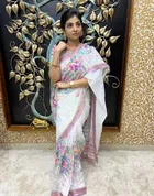 Cotton Linen Printed Saree for Women 