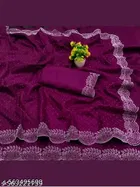 Georgette Solid Saree For Women, Purple