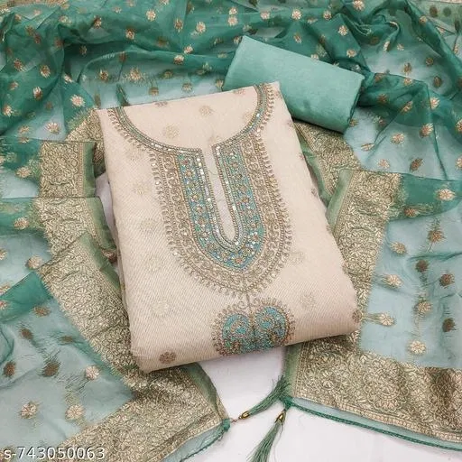 Silk Blend Punjabi/All Over Suits (Multicolor, 6.85 meter for Women (3XL)