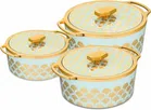 Combo of 1000 ml, 1500 ml & 2500 ml Casserole with Lid (Gold & Light Green, Pack of 3)