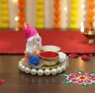 Metal Decoretive Pooja Thali, Multicolour Pack of 2