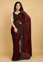 Lycra Blend Solid Saree for Women 