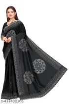 Georgette Saree for Women, Black 
