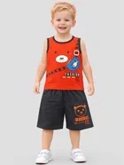 Solid Cotton Blend Top & Bottom Set for Boys 