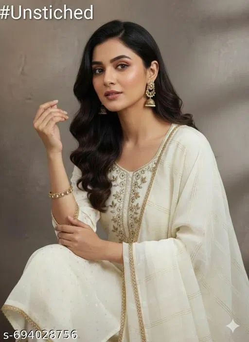 Chanderi Cotton Punjabi/All Over Suits Semi-Stitched Suits (Multicolor, 6.05 meter for Women (M)