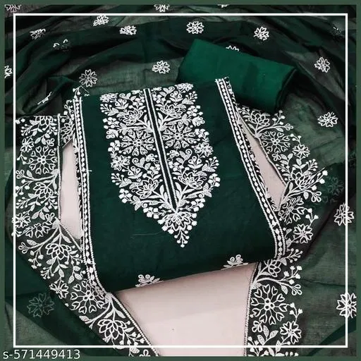 Chanderi Cotton Punjabi/All Over Suits for Women (Green, Un Stitched)