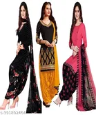 Crepe Printed Unstitched Suits for Women, Pack of 3 