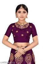 Satin Embroidered Lehenga with Choli & Dupatta for Girls 