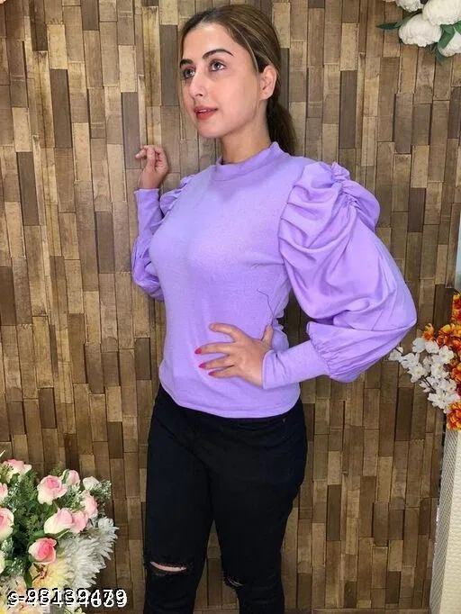 Casual Wear Top & Bottom Sets for Women (Lavender, S)