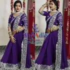 Jimmy Choo Embellished Saree For Women, Blue