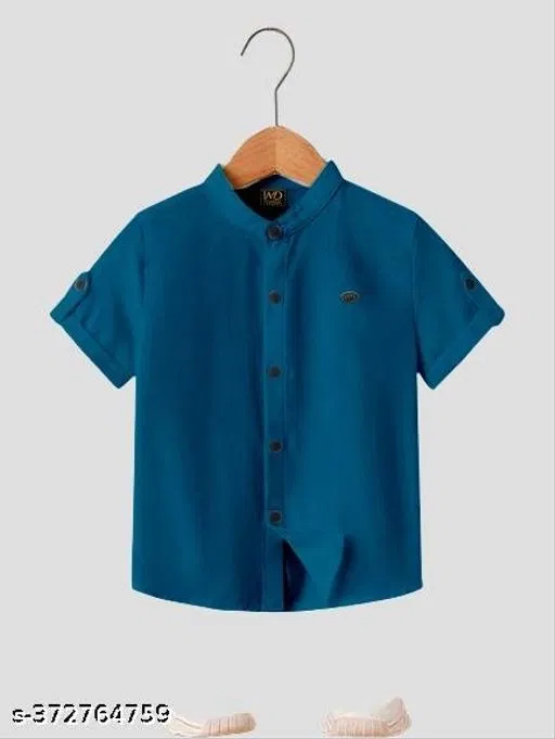 Solid Short Sleeve Shirt for Boys (Teal, 8-9 Years)