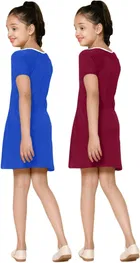 Graphic Print Cotton Blend Shift Dress for Girls, Pack of 2 