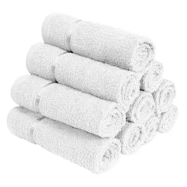Cotton Super Absorbent Antibacterial Face & Hand Towels (Pack of 10) (White, 14x21 inches)