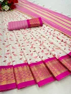 Banarasi Silk Printed Saree for Women (Pink & Cream, 6.3 m)