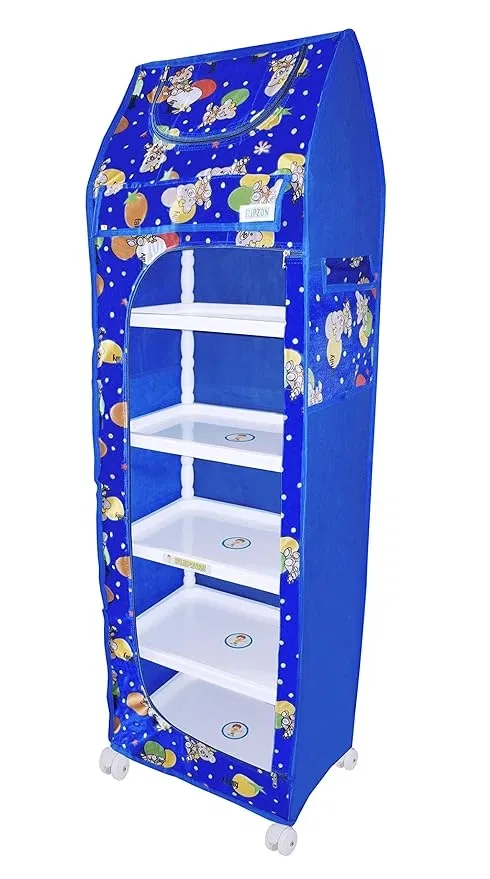6 Layer PVC [Plastic] Baby Organiser with Sky Blue Rabbit Print zip cover [DIY] Do-It-Yourself