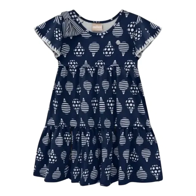 Printed Cotton Blend Frock for Girls (Blue, 18-24 Months)