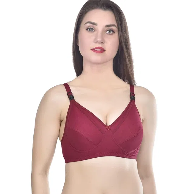 Cotton Blend Solid Non Padded Feeding Bra for Women (Multicolor, 34)