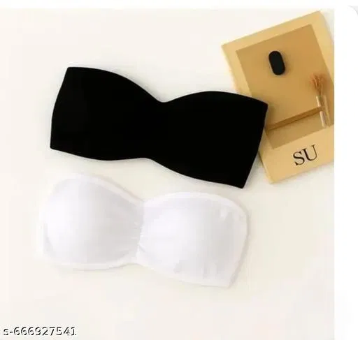 Everyday Bandeau Bra for Women, Pack of 2 (White, 34A)