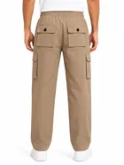 Solid Slim Fit High Rise Drawstring Polycotton Track Pants for Men 