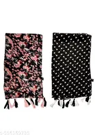Chiffon Scarves for Women, Black, Pack of 2