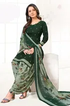 Crepe Unstitched Suit for Women, Green 