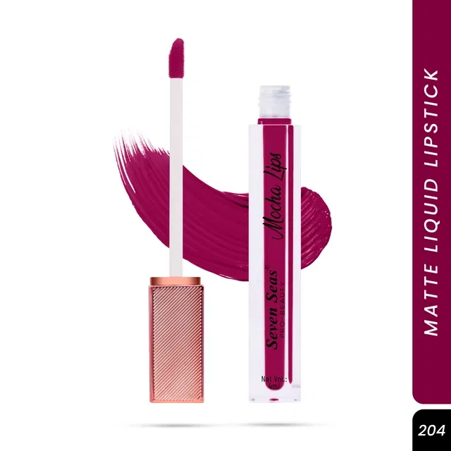 Seven Seas Liquid Lipstick for Women, Purple Shade (4ml)