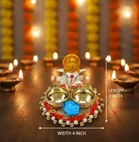 Metal Decoretive Pooja Thali, Multicolour Pack of 1