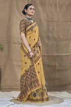 Silk Woven Design Saree for Women, Mustard 